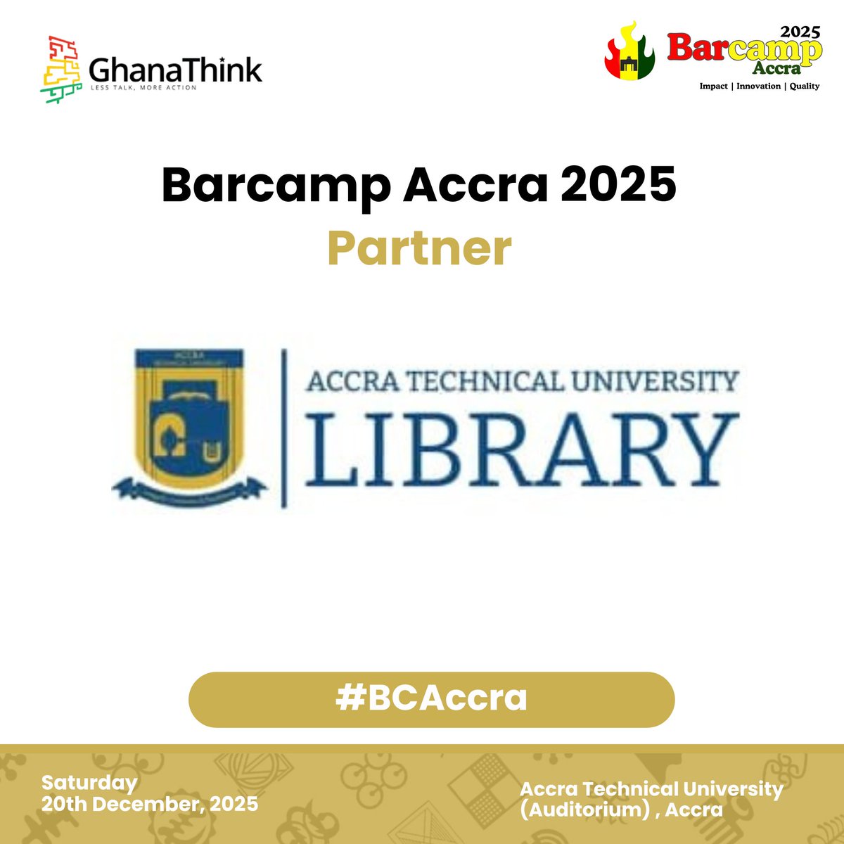 Today, we're spending the majority of our day at the beautiful Campus of <a href="/accratechuni/">Accra Technical University</a> after the ATU Library came on board as Partners for Barcamp #Accra. 

#BcAccra