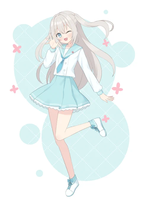 ハーフツインテちゃん+三面図