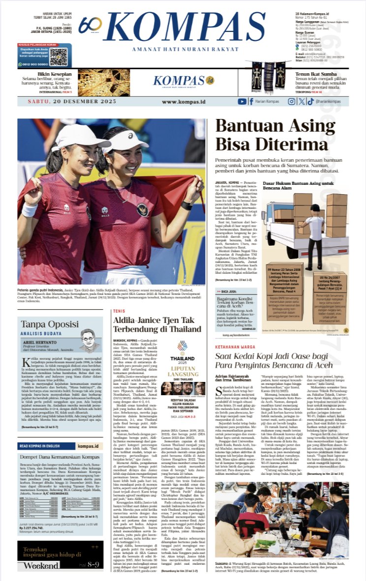 hariankompas's tweet photo. Selamat pagi Sahabat Kompas. Pemerintah pusat membuka keran penerimaan bantuan asing untuk korban bencana di Sumatera. Namun, pemberi dan jenis bantuan yang bisa diterima dibatasi.
Baca selengkapnya di sini https://t.co/wko6awInLE
#BantuanAsing #BencanaSumatera #AdadiKompas https://t.co/ivOP4vC19p