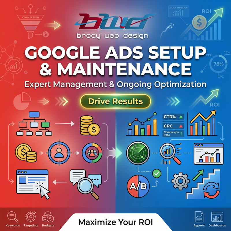 #GoogleAds setup and maintence 

brodywebdesign.com

#ads #localserviceads #googleguaranteed #searchads #displayads #videoads #marketing #advertising #viral #trending