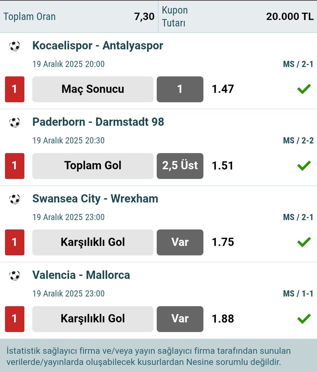 Günün vurgun kuponu kazandı değerlendiren dostlarıma tebrikler...

Ayrıca alttaki linkten telegram kanalıma ücretsiz katılabilir hem ekstra kombine kuponlarımdan hem de canlı bahis tahminlerimden faydalanabilirsiniz...

t.me/+5ovGnddGX8U1M…