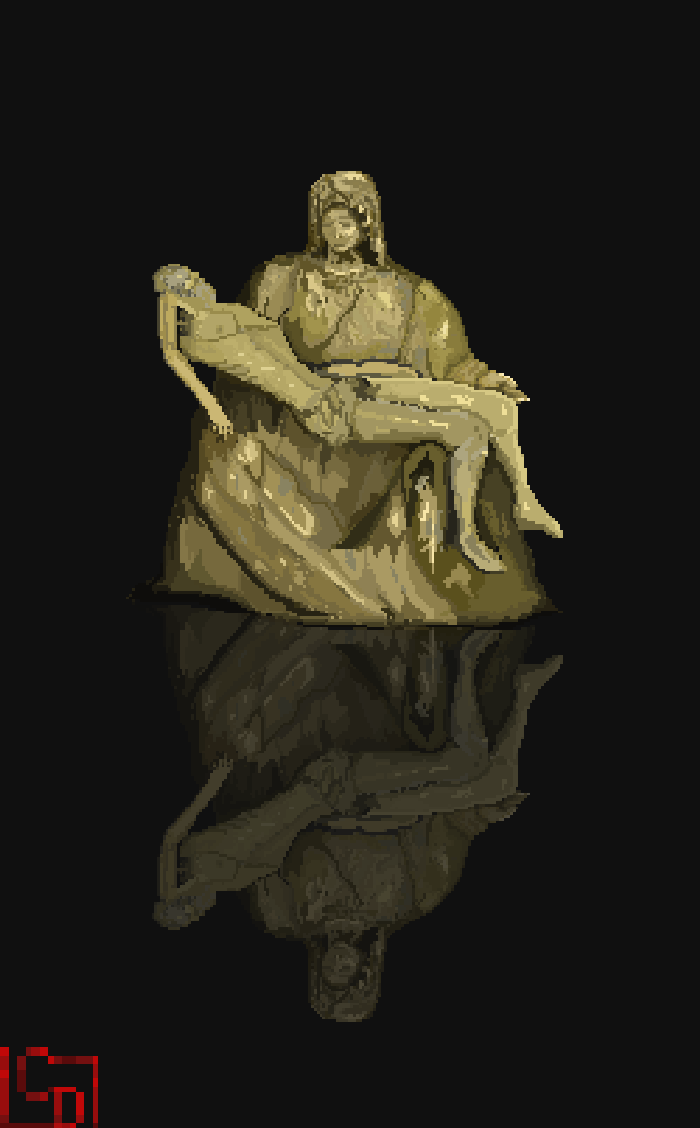 One of his works called "La Pietà" I made in pixel art.