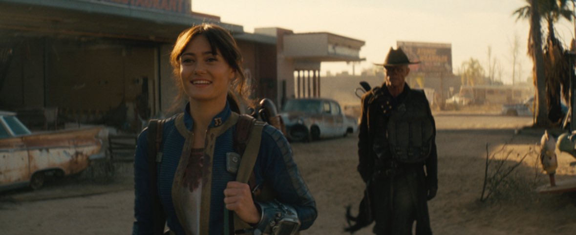 she walks around the wasteland with her scary dog privilege
