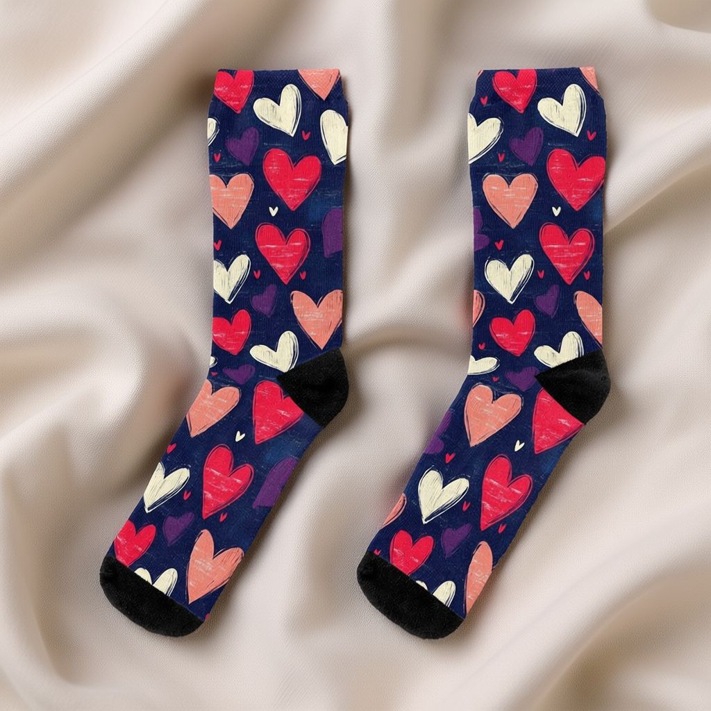 magicpixelsshop's tweet image. Socks Elegant Pink and White Heart Pattern brings a refined heart motif in pink and white to classic socks. Which color combo pairs best with this design?
        
#Socks #PatternedSocks #HeartPrint #PinkAesthetic #Fashion #Style #OOTD #Accessories