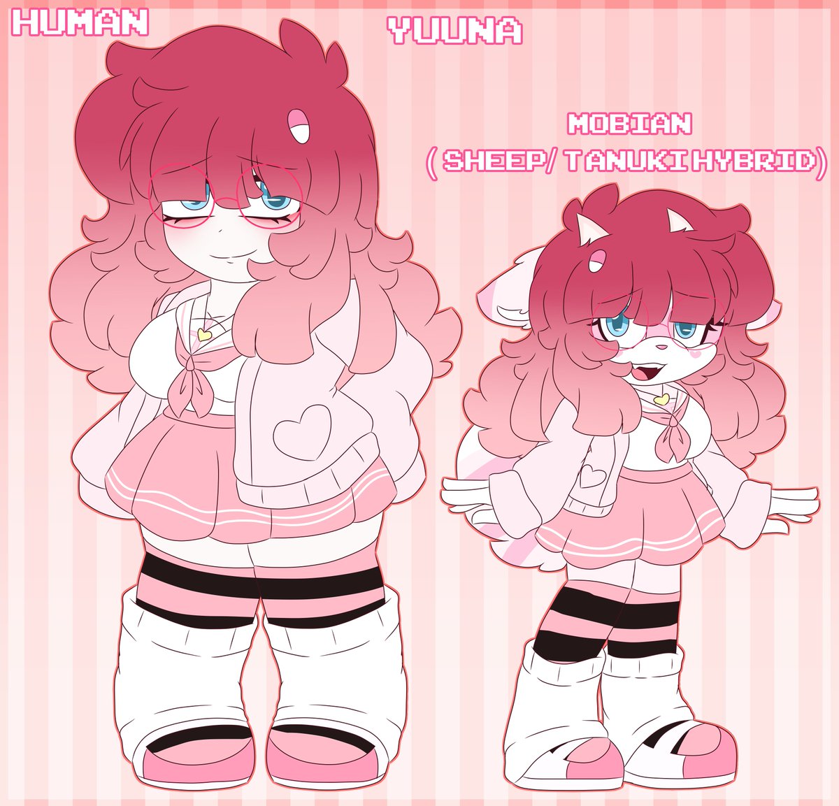 ˚₊‧꒰ა Menhera Darling ໒꒱ ‧₊˚   
⑅:†· ♡ ·†:⑅  ⑅:†· ♡ ·†:⑅  ⑅:†· ♡ ·†:⑅
it's done! Here's the revamped sona for my yumeship Phantom Heart (Phaton x Yuuna)! She has a human and mobian variant! i love her design so much, i'm squealing!