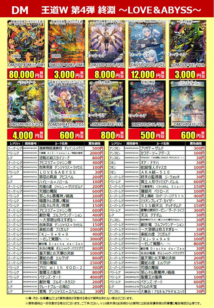 デュエマ 買取】 デュエルマスターズ最新弾 「王道W第4弾 終淵