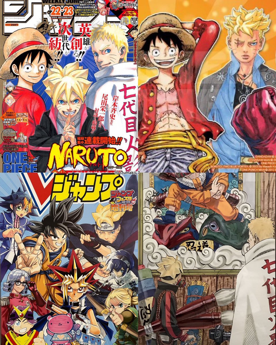 Yely_92I's tweet image. It’s official Boruto uzumaki has now done side by side with the three biggest Mc of the Shonen Goku Naruto Luffy