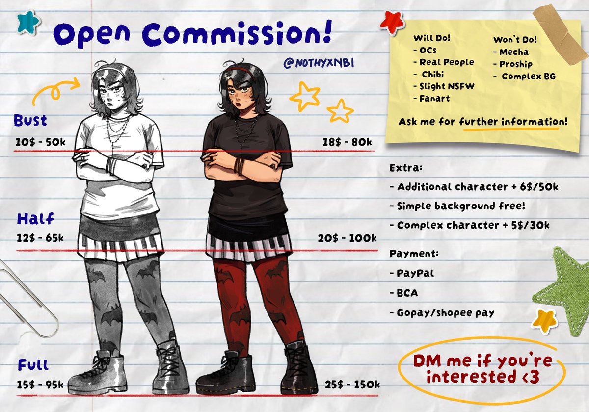 nothyxnbi's tweet image. [Like and RT are very appreciated!]

OPEN COMMISSION 
📍Local and International 
📎  3 slots available

i’m opening comms again, Please DM me if you’re interested or have a question! 😺

#opencommission #commsopen