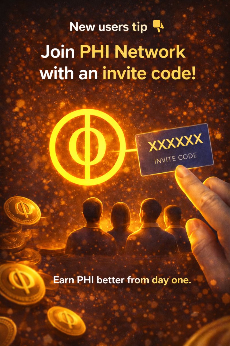 New users tip 👇 Always join PHI Network with an invite code. It helps you  earn better from day one. #PHINetwork #Web3 #LongTerm #CryptoCommunity