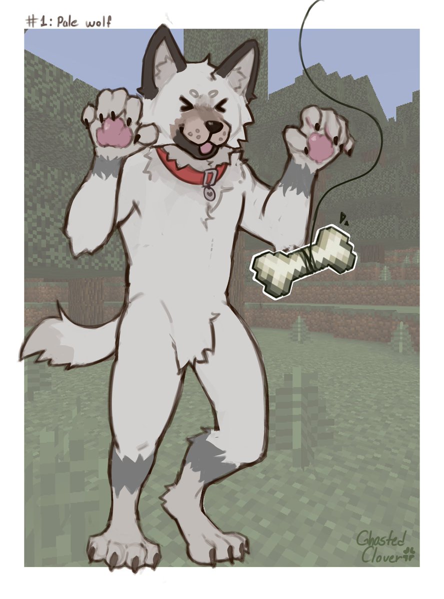 drawing all minecraft wolf variants
#1: pale wolf