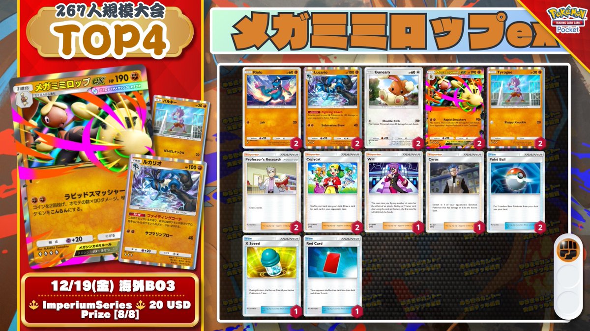 🌏 ポケポケ 大会結果 🌏 267人参加大会で『メガミミロップex』が優勝