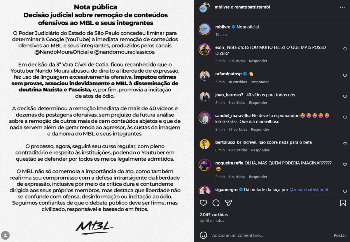Chief117Br's tweet image. Gostaria de saber a opinião do @DaniloGentili sobre o MBL ter entrado na justiça pra pedir a retirada dos vídeos do @moura_101. 

O que vc acha de políticos acionando a justiça pra censurar um cidadão?