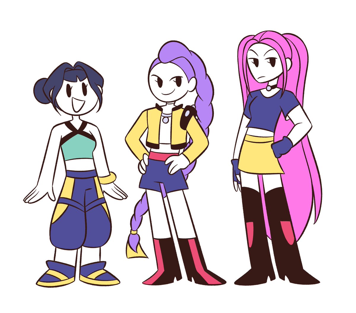 TheRedBlooper's tweet image. Huntrix design/color ref I made for their cameo in the latest jaiden video :)