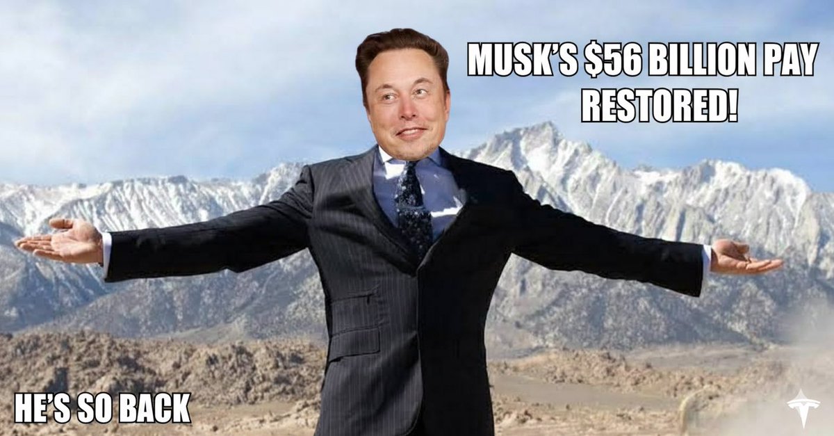 ByJitender's tweet photo. The "Tesla Trillionaire" era has officially begun.

With this $56B restored and a new $1T performance package recently approved, Musk is on track to become the world’s first trillionaire.

Love him or hate him, you can't ignore the hustle.

Is this a fair win or too much for one person? 👇

#Tesla #ElonMusk #BreakingNews #TSLA