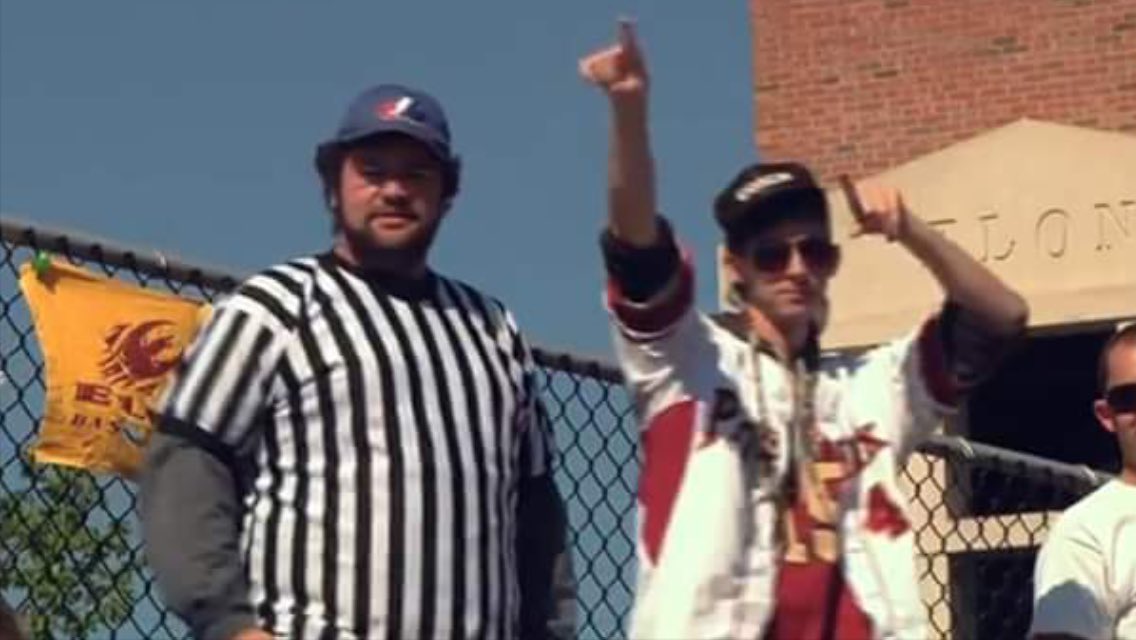 SteveUnoTres's tweet photo. Big news for the most passionate @ElonPhoenix fan I’ve ever known & a great friend:
@maxgongaware, who wore a ref shirt and Expos hat to @ElonBaseball home games from 2010-2012 while screaming dumb jokes, GOT MARRIED last weekend!
He says he still has the #PropBox at his house! https://t.co/vB27J5i29t