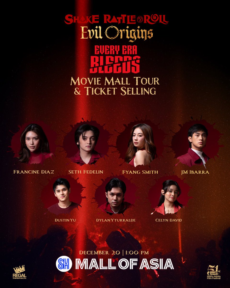 Kitakits sa MALL OF ASIA  this Saturday, 1:00PM! Dalhin na ang buong barkada sa horror movie event of the year dahil hindi mo ‘to kakayanin mag-isa! 🔥 

SHAKE RATTLE AND ROLL EVIL ORIGINS, in cinemas DECEMBER 25! 🎇

#SRREvilOriginsMMFF