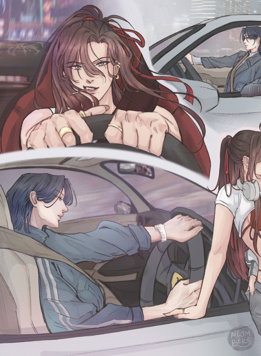 neombers's tweet image. A wlwangxian street racing au 🚗🚙💨 

#忘羡 #wangxian