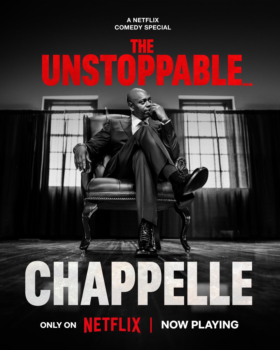 NetflixIsAJoke's tweet image. Dave Chappelle's newest stand-up special The Unstoppable... is now playing globally.