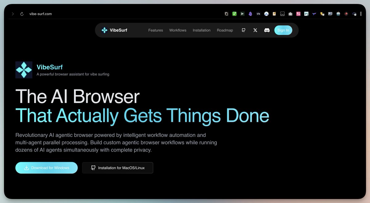 いじくり回すのが好きな人は、オープンソースの AI ブラウザである vibesurf を試してみるといいでしょう。
LLM モデルを構成し、ブラウザーの使用、MCP、ワークフローなどの完全なセットをサポートします。
Composio