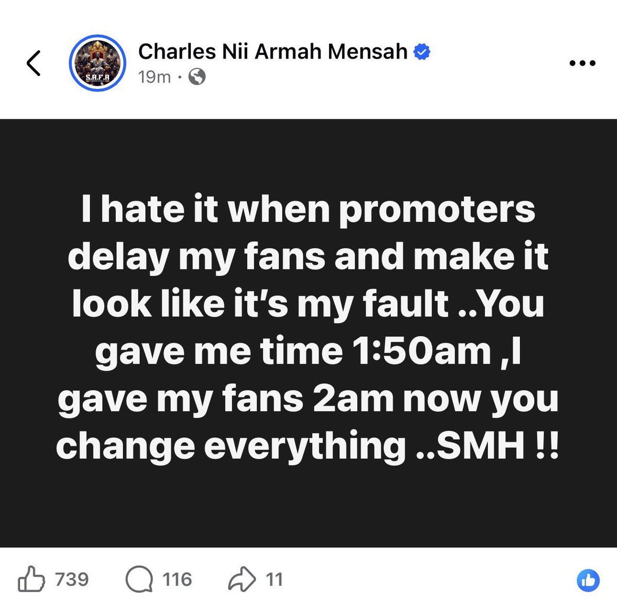 gist_gha's tweet image. Dancehall artiste Shatta Wale has called out event promoters over last-minute changes to his scheduled performance time at the #GTCOMusicConcert , describing the situation as unfair to fans and damaging to his image.

He revealed that he was originally slated to perform at…