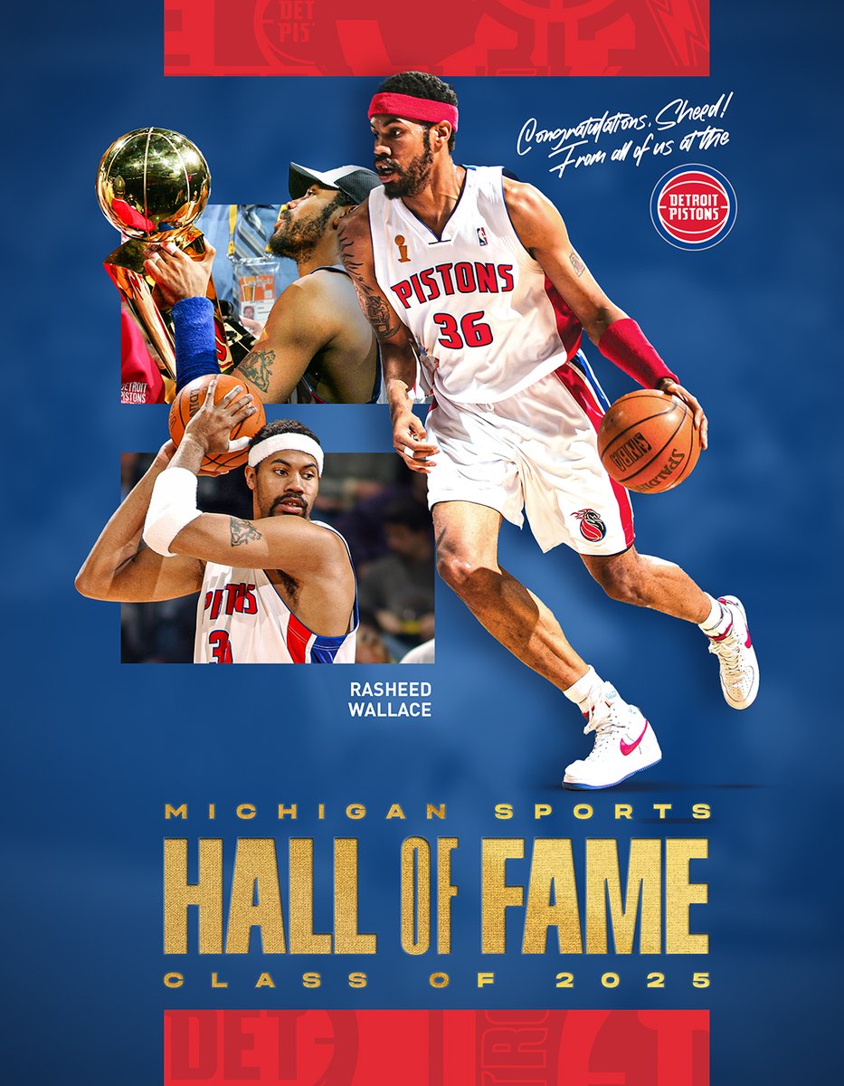 DetroitPistons's tweet image. Congratulations, Rasheed Wallace on your induction into the Michigan Sports Hall of Fame. @MSHOF