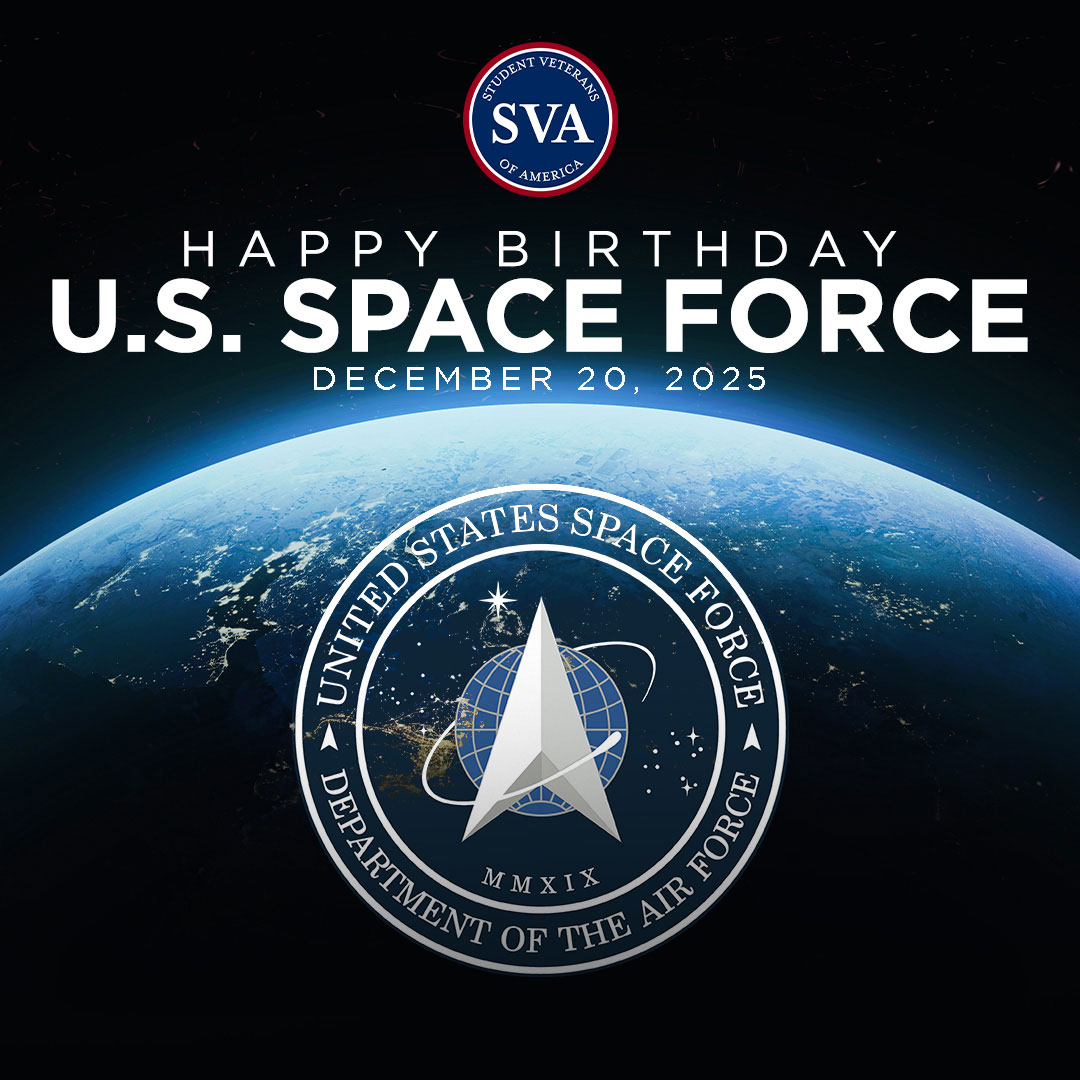 studentvets's tweet image. Focused on the domain above us, the U.S.
Space Force continues to redefine what defense and
innovation look like for the future. We are proud to
honor the service members behind the mission. Happy
Birthday, #SpaceForce.

#WeAreSVA #SVALeads #StudentVeterans
#happybirthday