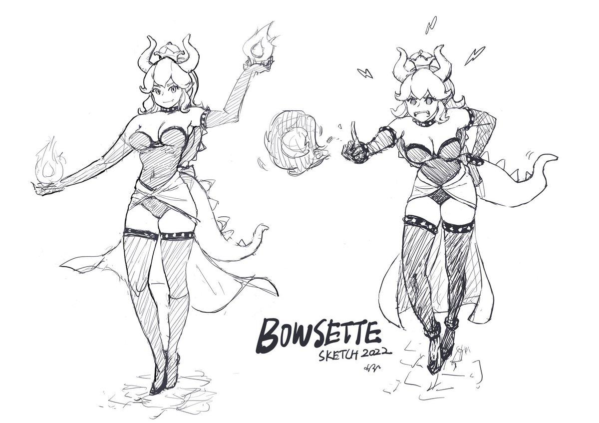 画集10に入れたBOWSETTE(右)のスケッチのそのまた別案を見つけてそっちも可愛かったのでちょっといじってみたバージョン 