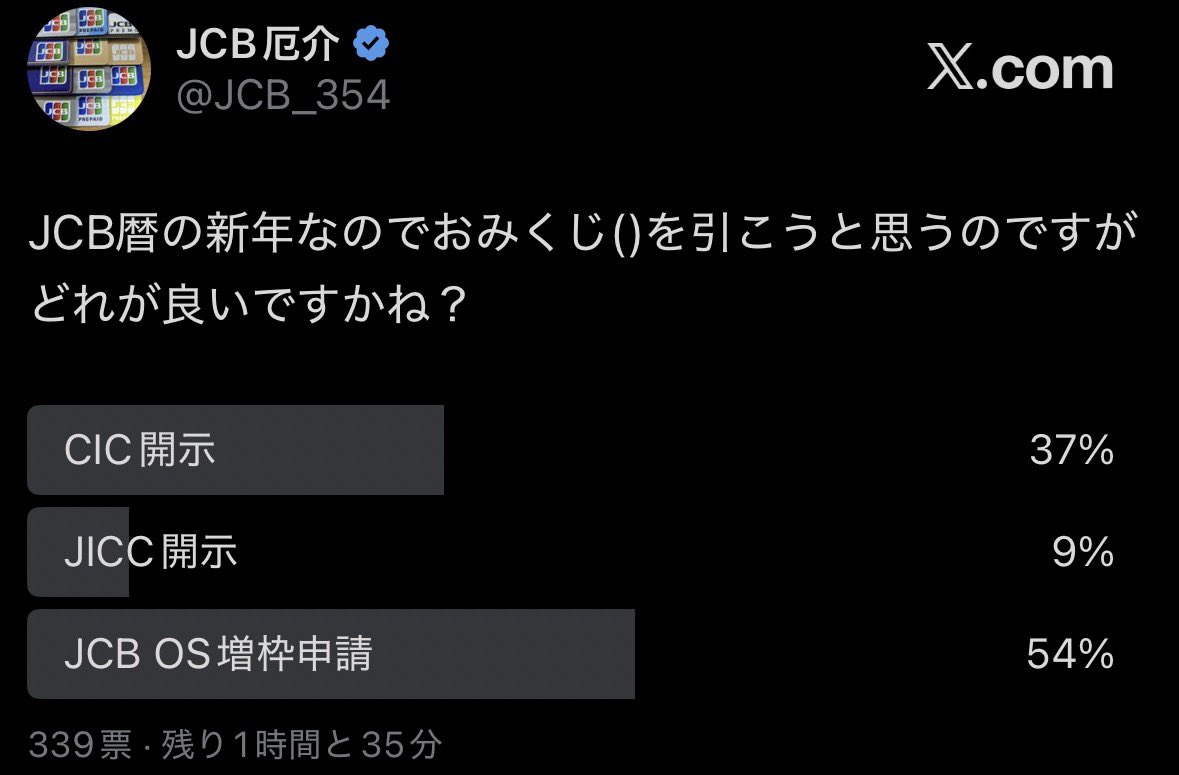 この調子だとJCB暦新年のおみくじが増枠申請になりそうですw 今増枠し