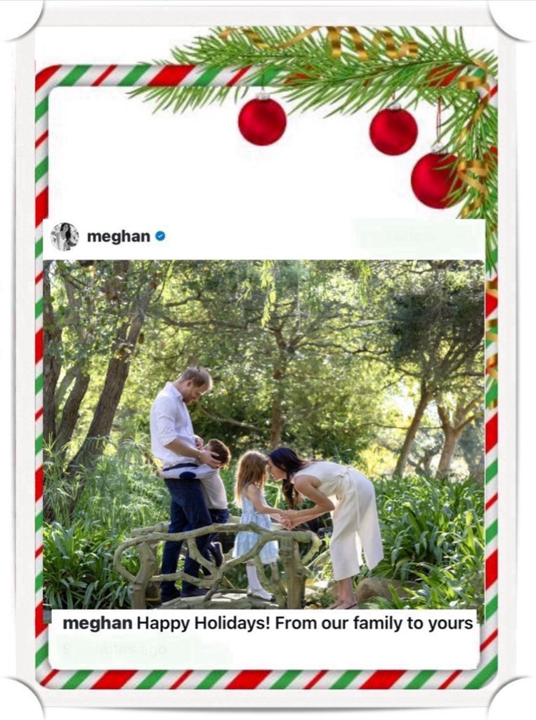 Ignore negative comments born of envy. The Sussexes’ Christmas Card is not only stunning, it is a moment in itself.

Moments are what Harry and Meghan give. Meghan’s touch is in every aspect of the portrait, it’s intentional, classic, it’s unlike anyone else’s.

Noting compares!