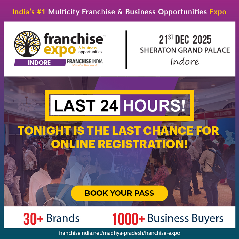 FranchiseIndia's tweet image. Last 24 Hours to Go!
Tonight is your final chance to register online for India’s #1 Multicity Franchise &amp;amp; Business Opportunities Expo – Indore.

Book your pass now
🔗 franchiseindia.net/madhya-pradesh…

#FranchiseExpo #FranchiseIndia #BusinessOpportunities #Last24Hours #IndoreEvents