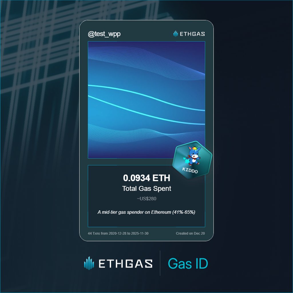 Just unlocked my Gas ID via ETHGas 🪪

I'm a Kiddo Jack with 0.0934 ETH spent on gas since Beacon Chain - now fueling my climb to the Gasless Future and earned 25 Beans already. 

Reveal yours at ethgas.com/community/gas-…