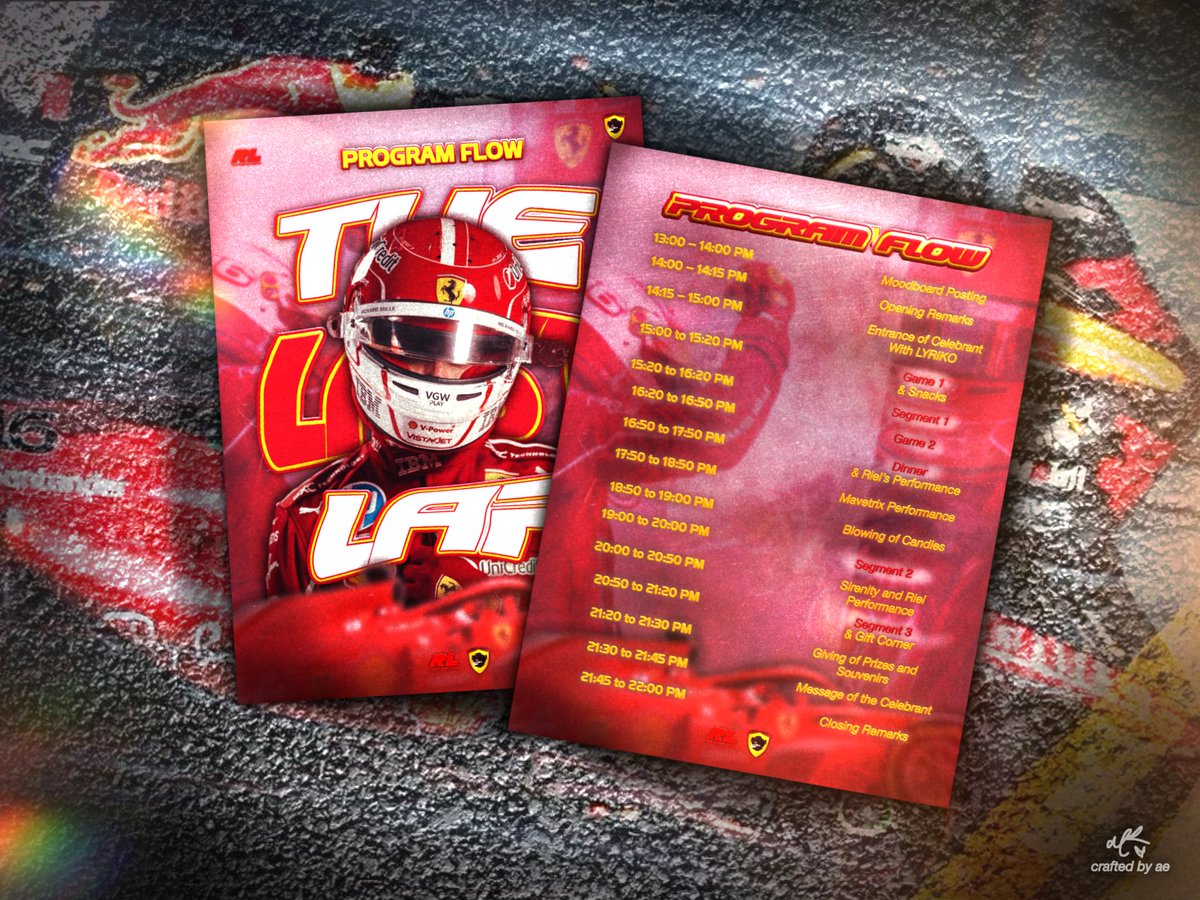 AsphaltGlitch's tweet image. Program Flow
ㅤ
︎ ︎
ㅤ
        🏁  𝙏𝙃𝙀 𝘼𝙎𝙋𝙃𝘼𝙇𝙏 𝙂𝙇𝙄𝙏𝘾𝙃.ᐟ  ▰▱

        Welcome to 𝗥𝗶𝗲𝗹'𝘀 𝗠𝗮𝘀𝘁𝗲𝗿𝗰𝗹𝗮𝘀𝘀—where
        every moment runs on 𝘵𝘪𝘮𝘪𝘯𝘨 𝘢𝘯𝘥 𝘴𝘵𝘳𝘢𝘵𝘦𝘨𝘺!
        Here is how the race day will unfold.
 ︎

ㅤ