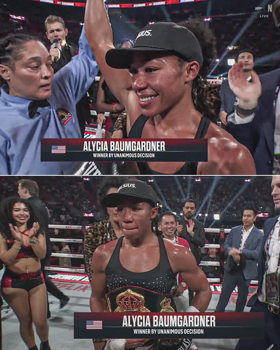 ESPNRingside's tweet image. Alycia Baumgardner retains her WBO, IBF and WBA women's junior lightweight titles by UD 😤