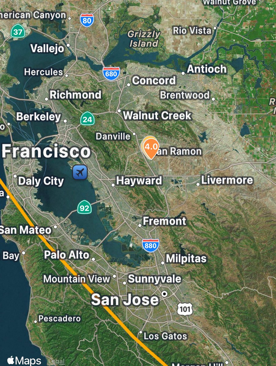 A burst of four magnitude-3.0+ earthquakes just struck San Ramon in the East Bay within the last 15 minutes, including a magnitude-4.0.

Did you feel any shaking?