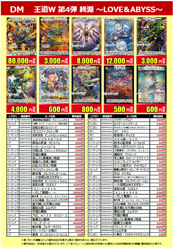 ✨買取価格更新✨】 #デュエルマスターズ 最新弾 「 終淵 ～LOVE&ABYSS
