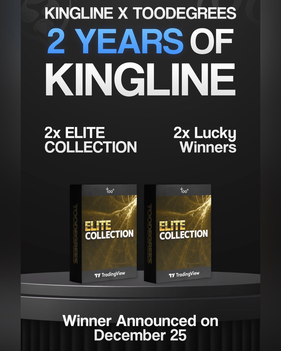 KinglineCapital's tweet image. Giveaway Time! 🚀

The Toodegrees team is giving you a chance to win their Elite Collection again - premium indicators designed to power your trading journey ⚡ - with one month FREE access! 2 winners 🚀 

To enter:
✅ Follow @Toodegrees &amp;amp; @KinglineCapital
✅ Retweet this post
✅…