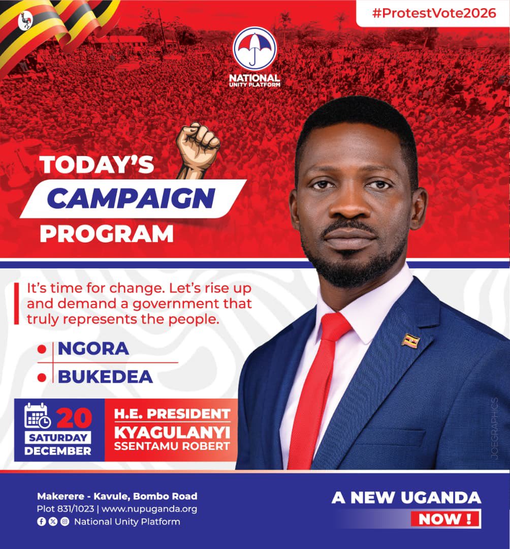 HEBobiwine's tweet photo. NGORA and BUKEDEA today!
#ANewUgandaNow 
#ProtestVote2026
#PeoplePowerOurPower https://t.co/9cPbWC9Hv3