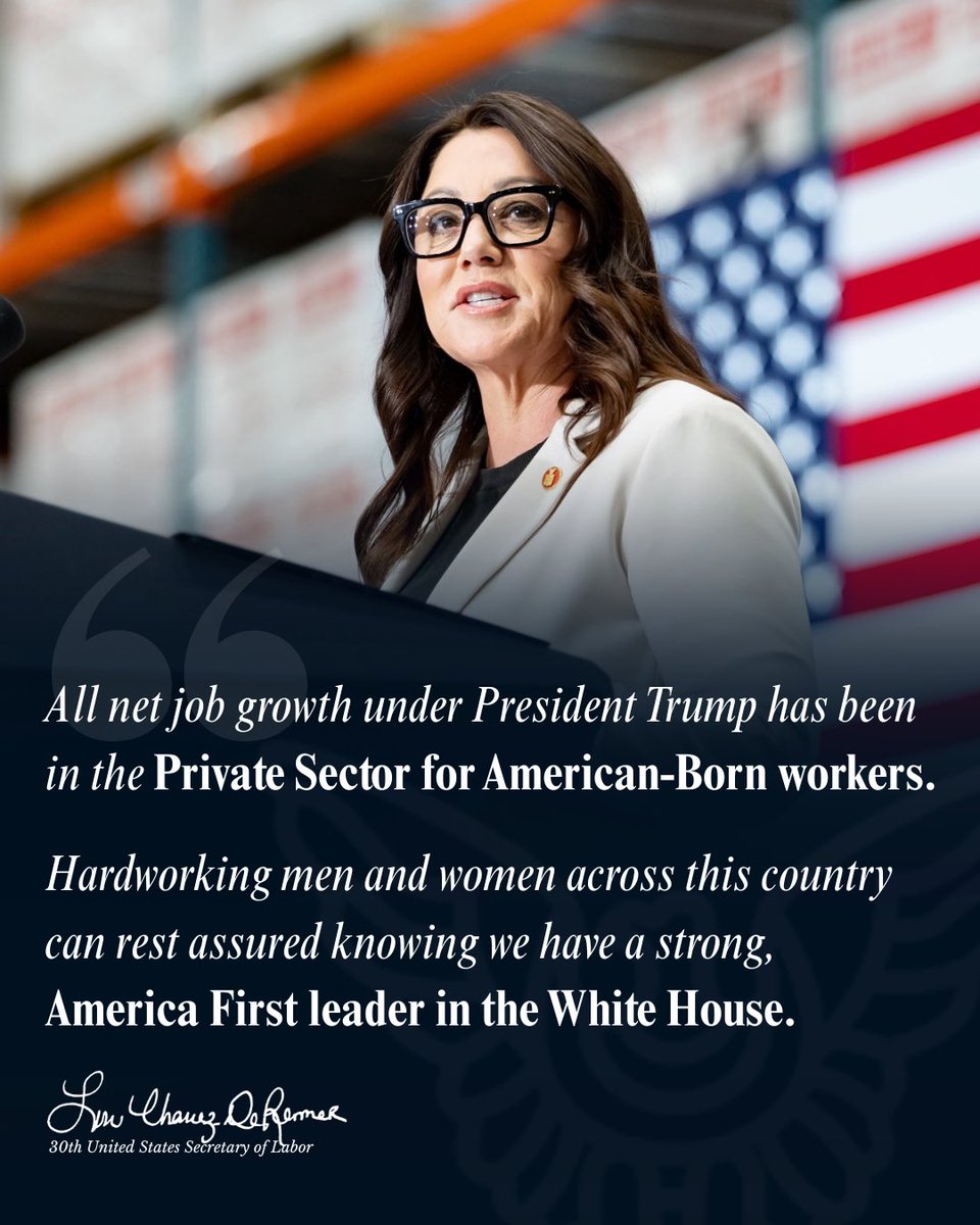 SecretaryLCD's tweet image. No President has done more for the American Worker than Donald J. Trump. 

The American People can rest assured knowing they have an America First leader in the White House who is committed to putting them FIRST 🇺🇸