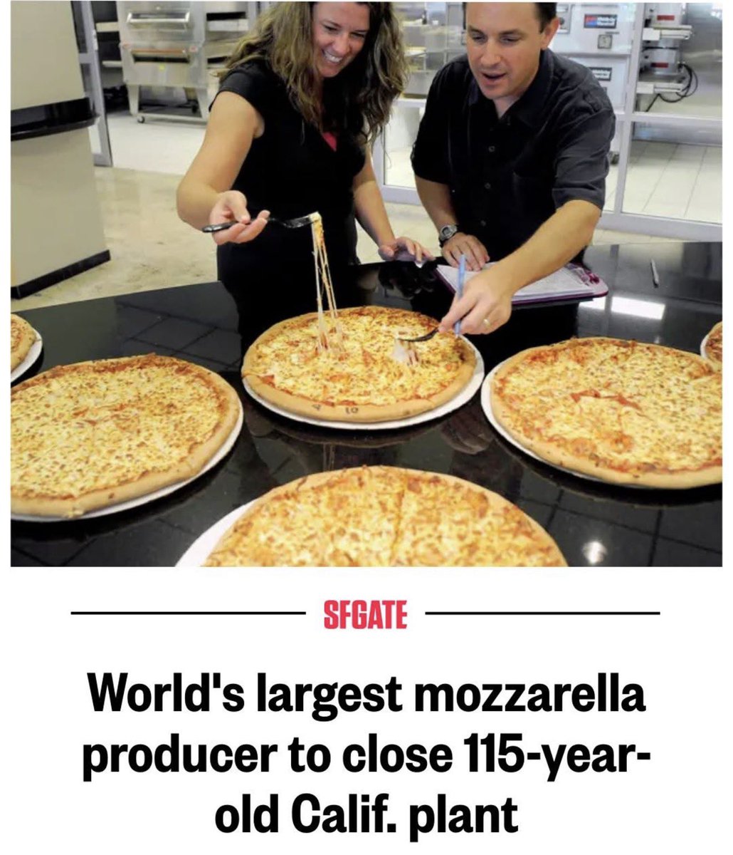 Leprino Foods, the world’s largest mozzarella maker, is closing one of its dairy processing plants in California’s Central Valley. The company that supplies cheese to Domino’s, Pizza Hut and Papa John’s is planning to shutter its East Plant at 490 F St. in Lemoore in early 2026,