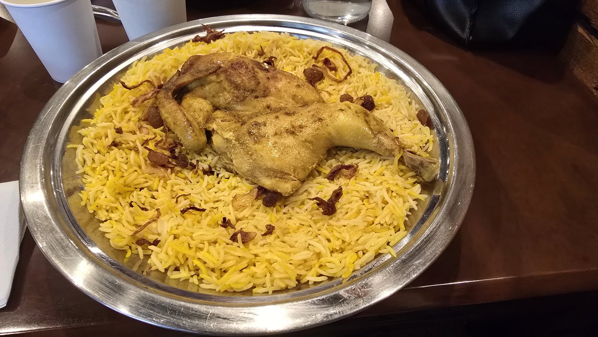 gabeysena's tweet photo. @carlsl @davidtweeet Blessed Saturday to all in #CMB Longtime craving for #Mandi fulfilled for lunch today at an authentic #Yemeni restaurant including complementary bone broth in #Carlton washed down with #KarakTea https://t.co/hCILsklVGM