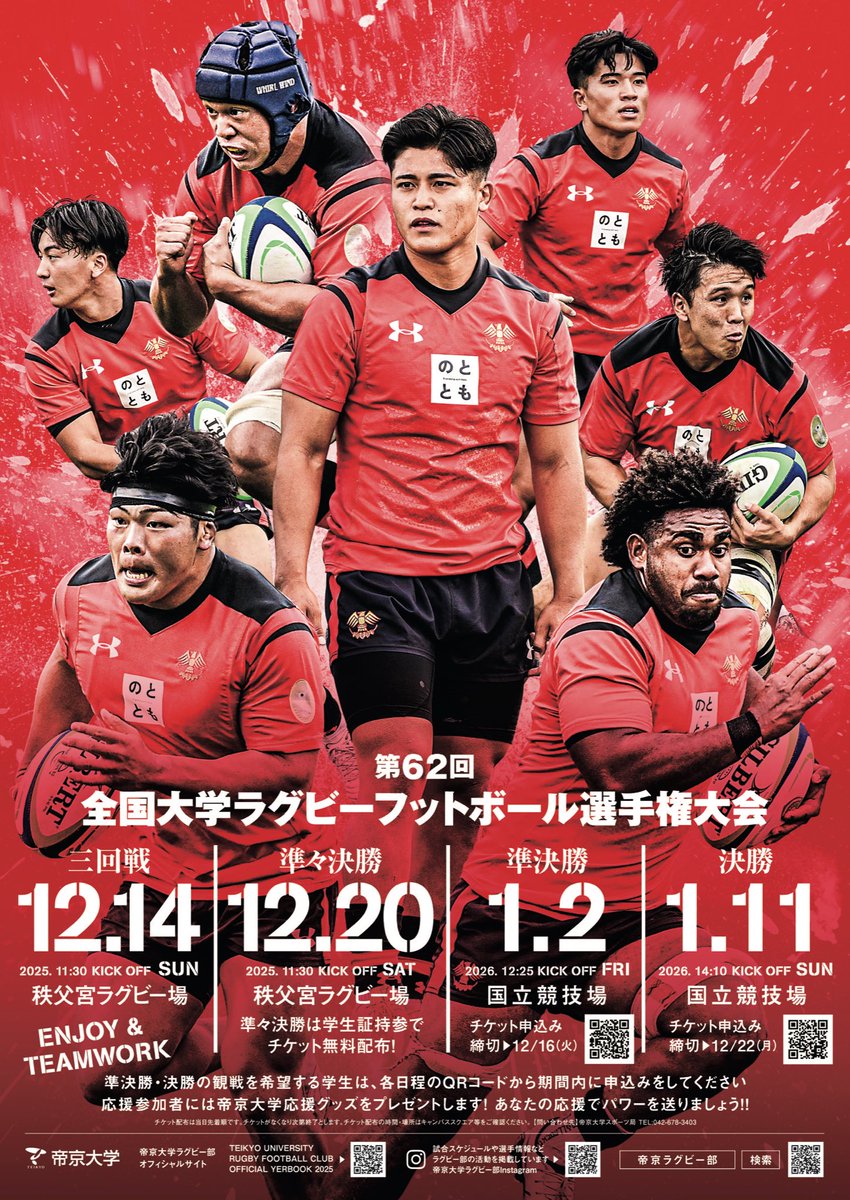 試合終了 準々決勝は36-0で帝京大学が勝利したボーッ‼️ 次戦は2026年1