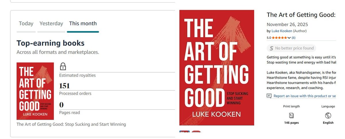 So Happy that The Art of Getting Good already has over 150 sales and a 5 star amazon rating! Thanks to everyone who bought a book!

You can still buy a book in time for the holidays if you haven't. Give the gift of skill this holiday season!