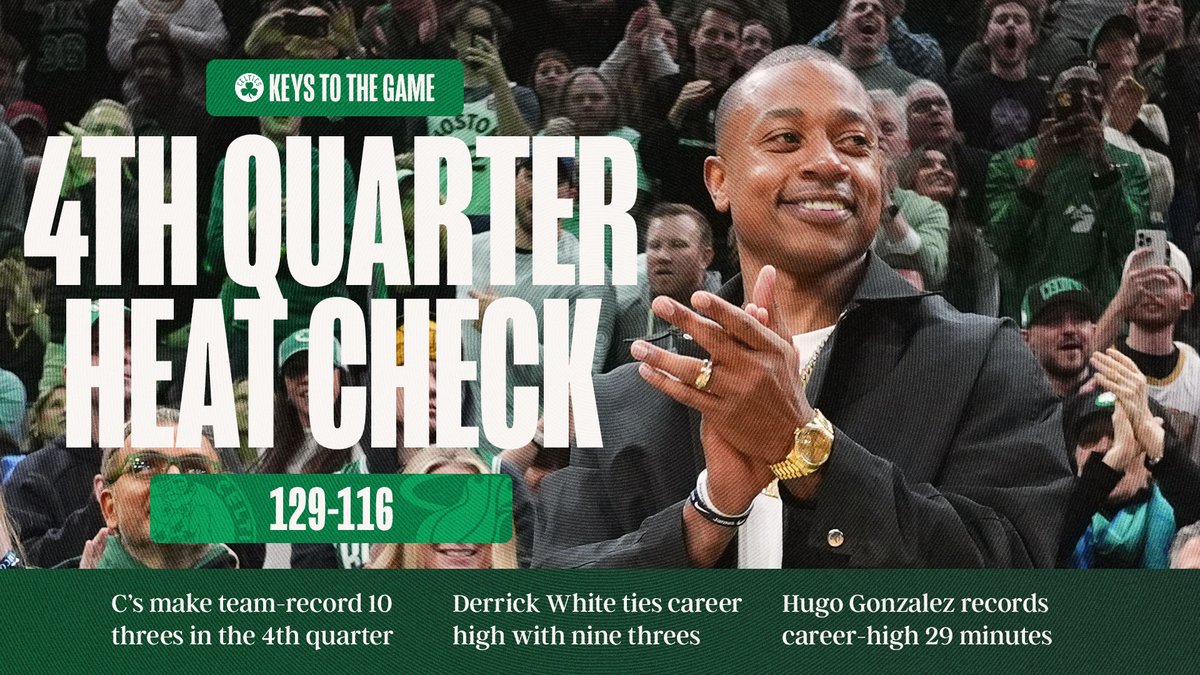 celtics's tweet photo. We set a franchise record in the 4th while the King in the Fourth cheered us on 👉⌚️

🔑: https://t.co/F59DiQgy7m https://t.co/KZlpu4gBfN