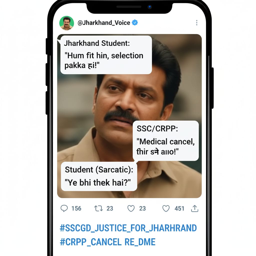 Shubhamroey's tweet photo. #SSCGD_JUSTICE_FOR_JHARKHAND 
#CRPF_CANCEL_RE_DME 
@HemantSorenJMM @crpfindia https://t.co/a65Ntur1f1