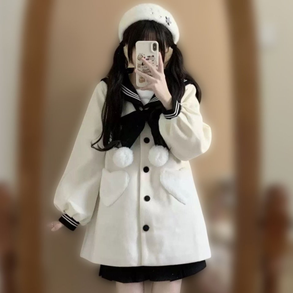 セーラー襟リボンコート💞