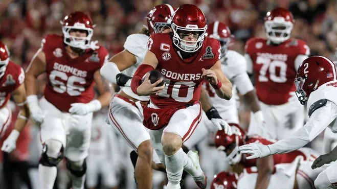 Oklahoma is 0-5 in CFP games.

Oklahoma is 0-2 in CFP games when leading by 17+ points.

All other teams are 28-0 in CFP games when leading by 17+ points.

(via <a href="/CBSSports/">CBS Sports</a> research)