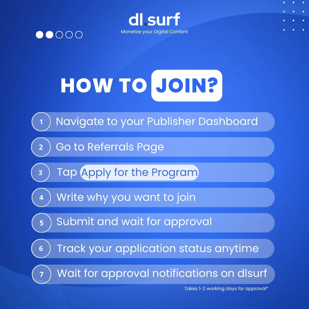 dlsurfofficial's tweet photo. Introducing the https://t.co/yNXD65Ak0T Referral Program - built for creators who want recurring earnings, not one-time payouts.

Apply now from your Publisher Dashboard → Referrals
#dlsurf #dlplatforms #CreatorEconomy #ReferralProgram #PassiveIncome #MonetizeYourAudience https://t.co/qEAedklYRZ