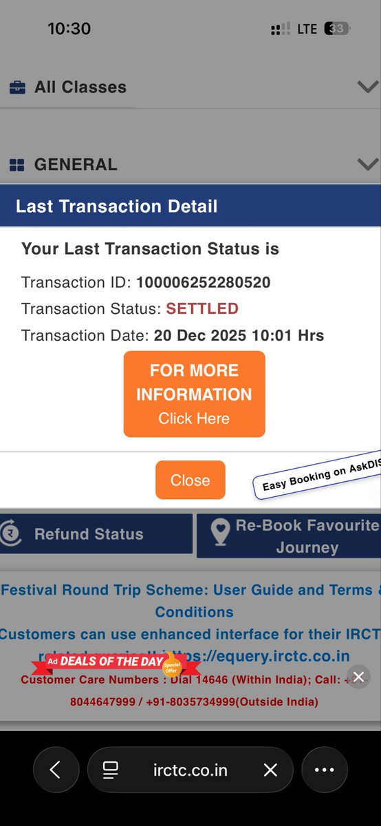 abhitweet780's tweet photo. @AshwiniVaishnaw @IRCTCofficial 
Been trying to book a Tatkal ticket for 2 days — money gets deducted, ticket not booked! 👎  
But in Premium Tatkal, the same seats magically appear at 2-3X price.  
What a scam! Is this service or government-sponsored loot? 
#tatkalscam #irctc https://t.co/KMfBmjsoDU