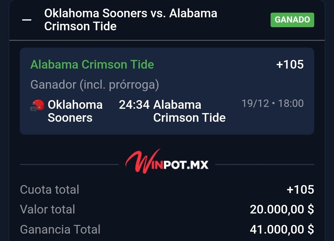 ChapitoApuestas's tweet image. SE PRENDIÓ EL CERRO 🔥🔥🔥🔥 !!!

Que Pinche Chulada lo de mi Grupo Premium 💎 !!

DÍA PERFECTO hoy ✅️✅️ !!!

Ganamos con Alabama tanto en ML como en Parlay 🏈🔥 !!

A Cobraaaaar mis Chingoneeesss ❤️ !!!