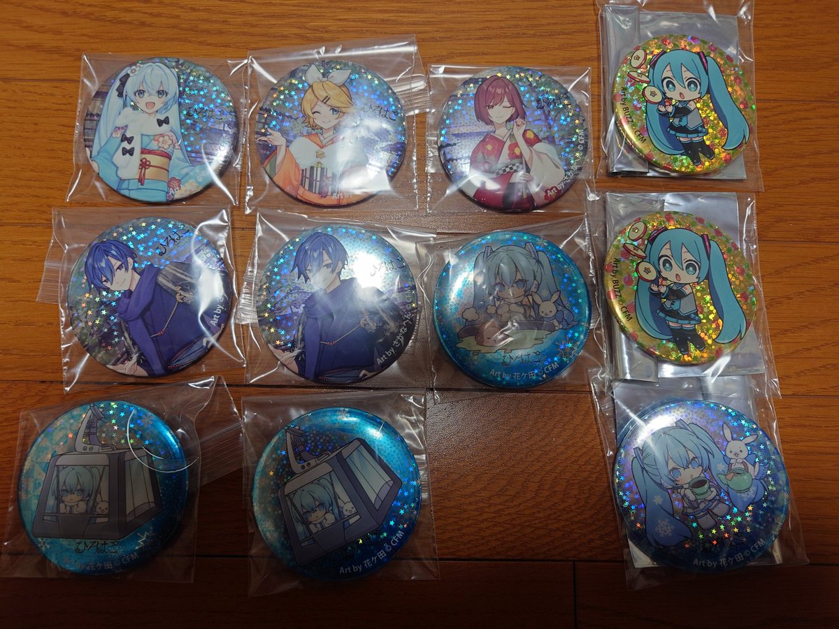 交換】雪ミク×ひろはこ、キラキラトレーディング缶バッジ、函館 25-26